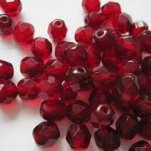 20 Garnet böhmische Perlen 6mm, tschechische feuerpolierte facettierte Glasperlen DIY Glasschliff Bild 3