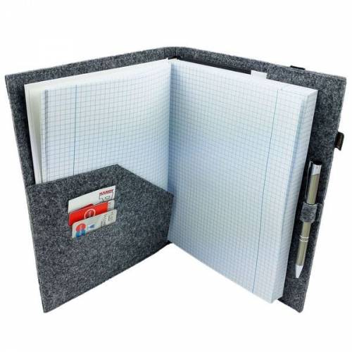 DIN A5 Organizer Einband Zeichenmappe Bucheinband Heft-Band aus Filz Grau