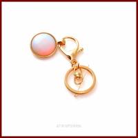 ✫ Schlüsselring "Opaline" mit Opalith-Cabochon 25mm, rosé vergoldet ✫ Bild 1