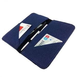 5.2 - 6.4" Bookstyle wallet Handtasche Handyhülle Schutzhülle Schutztasche Hülle aus Filz Filztasche für Handy, Blau Bild 1
