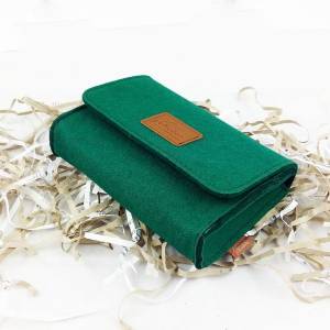 Mini Kulturtasche Reisetasche Hülle Tasche aus Filz für Zubehör Kosmetik Grün dunkel Bild 3