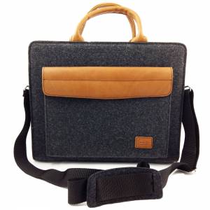Aktentasche Business Handtasche Arbeitstasche Tasche Filz und Leder Filztasche Bürotasche schwarz Bild 1