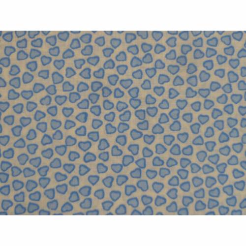 9,80 EUR/m Stoff - Baumwolle, Herzchen, kleine Herzen blau / hellblau auf weiß