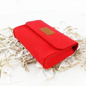 Kosmetiktasche Kulturbeutel Kulturtasche Täschchen Mini Hülle Tasche aus Filz für Zubehör und Accessoires, Rot Bild 1