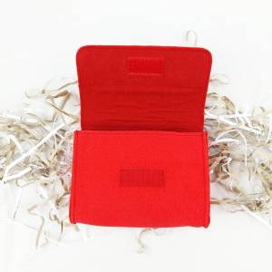 Kosmetiktasche Kulturbeutel Kulturtasche Täschchen Mini Hülle Tasche aus Filz für Zubehör und Accessoires, Rot Bild 4