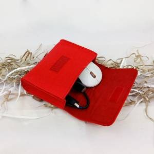 Kosmetiktasche Kulturbeutel Kulturtasche Täschchen Mini Hülle Tasche aus Filz für Zubehör und Accessoires, Rot Bild 6