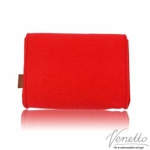 Kosmetiktasche Kulturbeutel Kulturtasche Täschchen Mini Hülle Tasche aus Filz für Zubehör und Accessoires, Rot Bild 8
