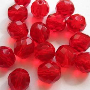 5 Siam Ruby böhmische Perlen 12mm, tschechische feuerpolierte facettierte Glasperlen DIY Glasschliff Bild 1
