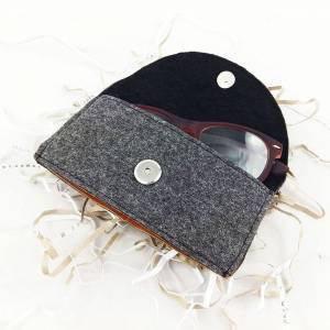 Brillenetui Tasche aus Filz Hülle Schutzhülle Etui für Brille Schwarz Bild 2