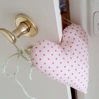 Türstopper zum Einhängen an der Türklinke-Herz-rosa mit pinken Pünktchen Bild 1