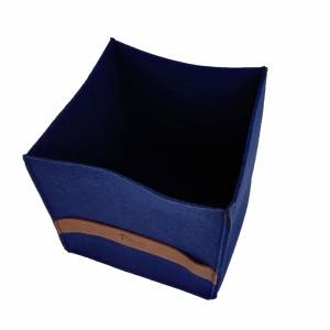 3-er Set Box Filzbox Aufbewahrungskiste Aufbewahrungsbox Kiste für Allelei auch für IKEA Regale blau dunkel Bild 3