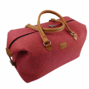 Handgepäck-Tasche Businesstasche Weekender Filztasche Filz und Leder Reisetasche bag rot Bild 1