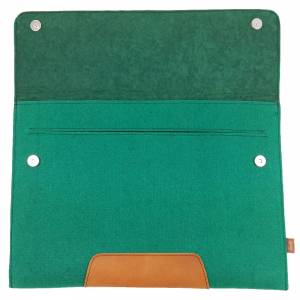 13.3" für MacBook, Surface Hülle Tasche Filztasche Schutzhülle aus Filz und Leder Ledertasche Etui Sleeve Case Grün Bild 4