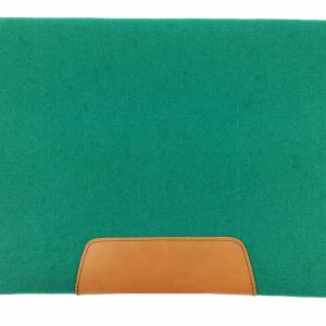13.3" für MacBook, Surface Hülle Tasche Filztasche Schutzhülle aus Filz und Leder Ledertasche Etui Sleeve Case Grün Bild 6