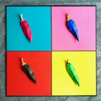 Chilis á la Warhol // 3D-Wandbild aus Origami im Objektrahmen Bild 3