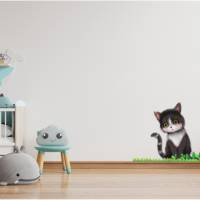 Super Wandtattoo Katze im Gras für das Kinderzimmer, Spielzimmer,konturgeschnitten in 6 Größen ab 50 cm B x 30 cm H Bild 1