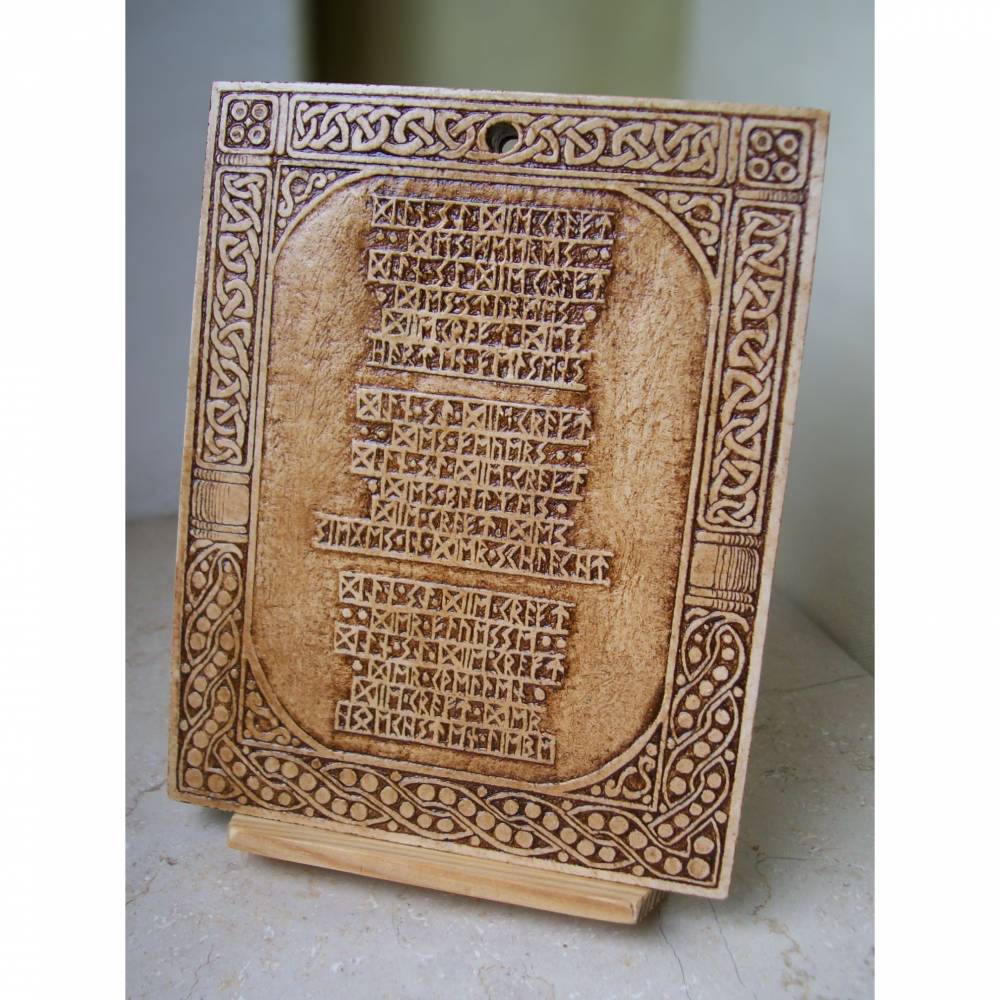 Runentafel mit handgefertigter Gravur und Segensspruch in Runenschrift, Wikinger Wandschmuck, nordischer Runenspruch Bild 1