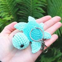 Schlüsselanhänger gehäkelt Schildkröte, 100 % Baumwolle, für den Rucksack, Autoschlüssel oder als Geschenk Bild 8
