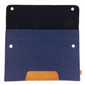 17,3 Zoll Hülle Tasche Laptop Notebook Filz Leder Sleeve Filztasche Ledertasche blau Bild 4
