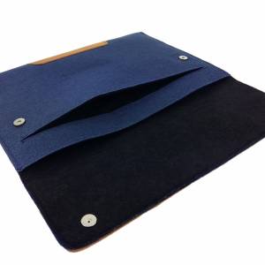 17,3 Zoll Hülle Tasche Laptop Notebook Filz Leder Sleeve Filztasche Ledertasche blau Bild 5
