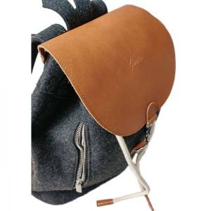 Designer Rucksack Filzrucksack Tasche aus Filz und Leder für Damen und Herren, Schwarz Bild 2