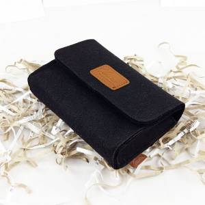 Täschchen Mini Hülle Tasche aus Filz für Zubehör und Accessoires, Netzteil, PC Maus, E-Zigarette, Kosmetik, Schwarz Bild 3