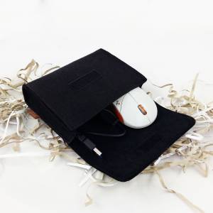 Täschchen Mini Hülle Tasche aus Filz für Zubehör und Accessoires, Netzteil, PC Maus, E-Zigarette, Kosmetik, Schwarz Bild 6