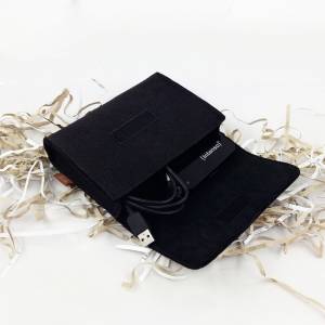 Täschchen Mini Hülle Tasche aus Filz für Zubehör und Accessoires, Netzteil, PC Maus, E-Zigarette, Kosmetik, Schwarz Bild 7