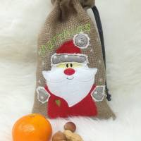 Geschenkesäckchen Jute "Nikolaus & Weihnachtsmann" beige Bild 1