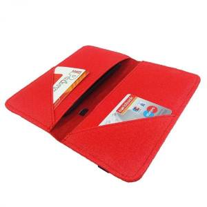5.2 - 6.4" Bookstyle wallet case Tasche Hülle Buchhülle Handytasche Klapptasche Klapphülle aus Filz, rot Bild 1
