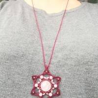Makramee-Mandala-Halskette mit Rosenquarz und Messing Bild 6