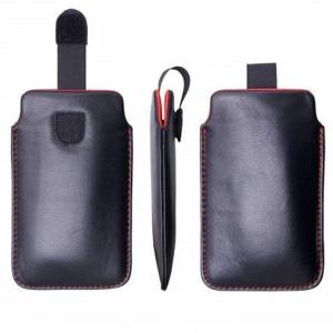 Echtleder Tasche Pull up Leder Hülle Schutzhülle Lederhülle Schutztasche für Smartphone, Schwarz Bild 1