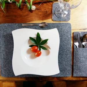 4-er Platzset Tischset Tischdeko Platzmatten aus Filz Filzdeko Grau Bild 1