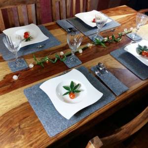 4-er Platzset Tischset Tischdeko Platzmatten aus Filz Filzdeko Grau Bild 2
