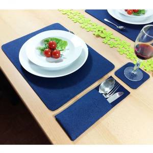 2-er Platzset Tischset Tischdekoration Untersetzer Ten Tischdeckchassendeckchen Tischdeko aus filz, Blau dunkel Bild 2
