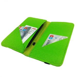5.2 - 6.4" Bookstyle wallet case Tasche Hülle Schutzhülle Klapptasche Klapphülle Buchhülle aus Filz, grün Bild 1