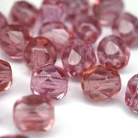 20 French Rose böhmische Perlen 6mm, tschechische feuerpolierte facettierte Glasperlen DIY Glasschliff Bild 1