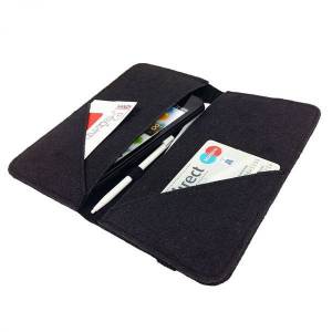 5.2 - 6.4" Bookstyle wallet Tasche aus Filz Hülle Buchhülle Schutzhülle für Handy schwarz Bild 1
