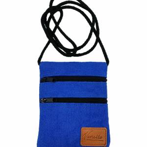 Brusttasche Reisetasche Tabaktasche Tasche Geldbeutel aus Filz blau Bild 1