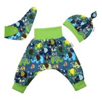 Baby Jungen Knotenmütze Zipfelmütze "Glückliche Elefanten" jeansblau Geschenk Geburt Sommer Bild 2