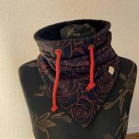 Kragenschal Eigenproduktion Kreatyvchens Welt Lightning Roses rot auf schwarz Bild 1