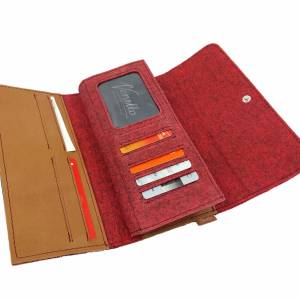 Portemonnaie Geldbörse Geldbeutel Brieftasche Geld-Tasche wallet rot meliert Bild 2