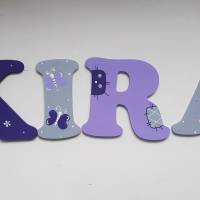 Holzbuchstaben für das Kinderzimmer Türschild flieder grau lila Bild 1