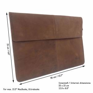 12,9 - 13,3 Zoll Echtleder Hülle Nubuk-Leder-Tasche Schutztasche Sleeve für MacBook / Air / Pro, iPad Pro, Surface, Lapt Bild 3