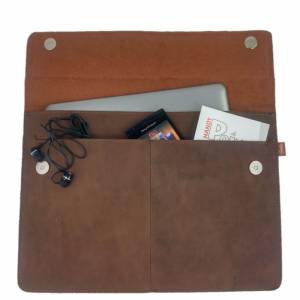 12,9 - 13,3 Zoll Echtleder Hülle Nubuk-Leder-Tasche Schutztasche Sleeve für MacBook / Air / Pro, iPad Pro, Surface, Lapt Bild 5