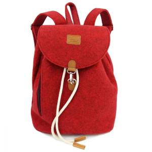 Designer Rucksack Filzrucksack Handgepäck Tasche aus Filz mit Leder Applikationen sehr leicht backpack unisex, Rot Bild 1