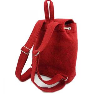 Designer Rucksack Filzrucksack Handgepäck Tasche aus Filz mit Leder Applikationen sehr leicht backpack unisex, Rot Bild 2