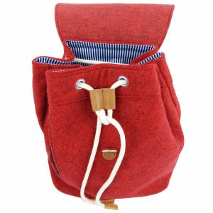 Designer Rucksack Filzrucksack Handgepäck Tasche aus Filz mit Leder Applikationen sehr leicht backpack unisex, Rot Bild 3