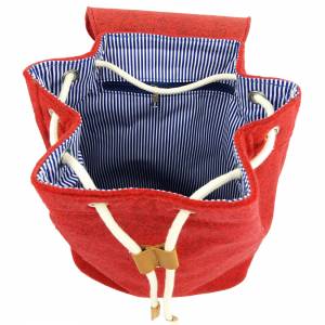 Designer Rucksack Filzrucksack Handgepäck Tasche aus Filz mit Leder Applikationen sehr leicht backpack unisex, Rot Bild 4