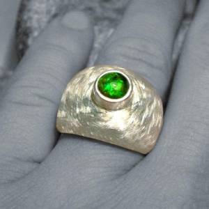 Statement Ring aus 925 Silber mit Opal - Massiver Opalring / Siegelring Bild 2